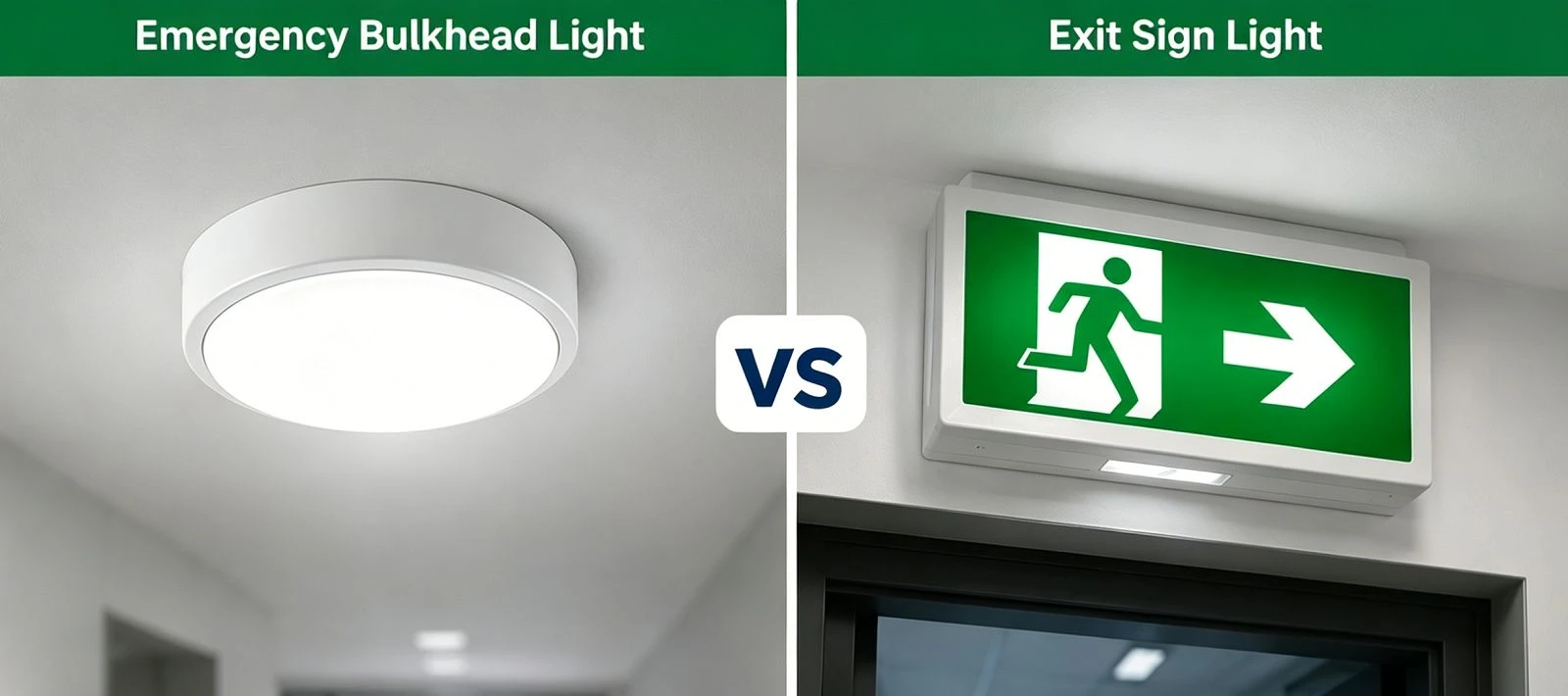 Emergency Bulkhead Light vs Exit Sign Light Emergency Bulkhead Light vs Exit Sign Light